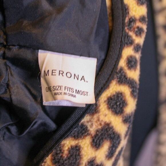 Merona Leopard Print Scarf Hat Set Fleece One Size Animal Print Winter - Picture 2 of 2
